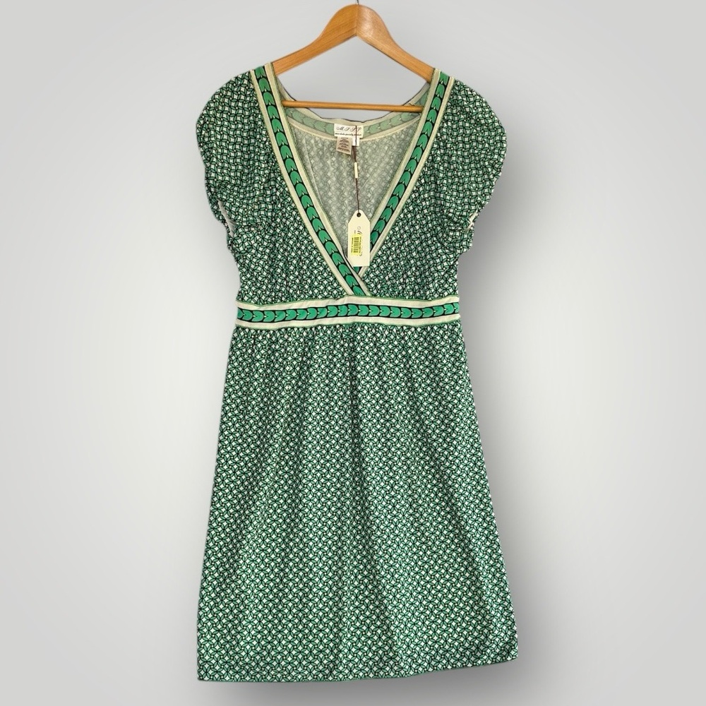 Green Printed Wrap-Style Women's Dress